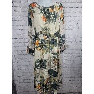 Hazel Womens Floral Long Legnth Dress Lightly Lined Size Large